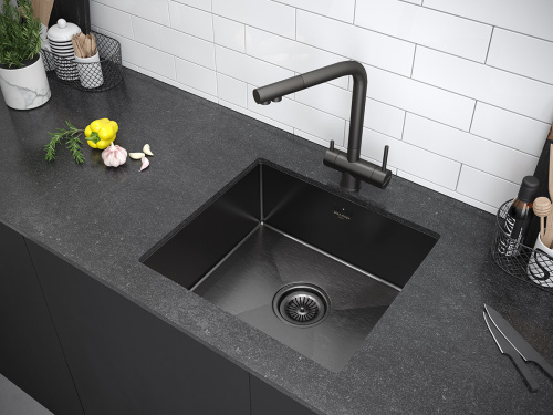 Смеситель для кухни Paulmark SKALEN Sk213020-GM на мойку вороненая сталь - фото 2